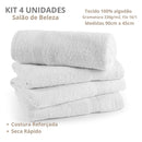 Kit 4 Toalhas para Salão de Beleza, 90x45cm: 100% Algodão