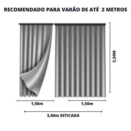 Cortina Blackout 300cm x 250cm para Trilho Suíço