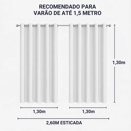 Cortina Blackout 2,60x1,30m para Varão Simples
