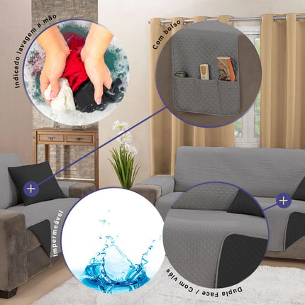 Kit Capa Protetora Sofá King 2 e 3 Lugares Impermeável