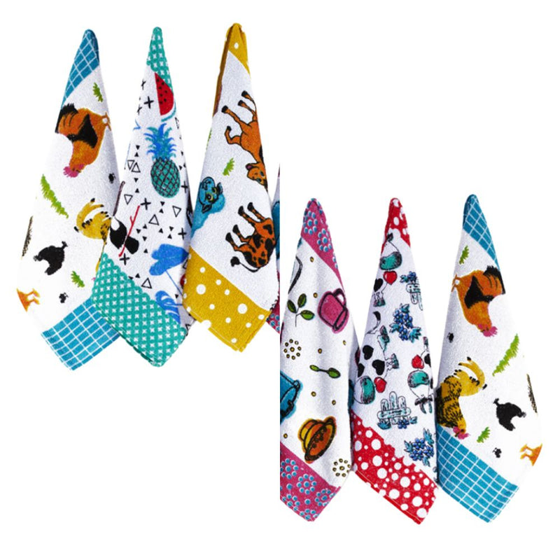 Kit 6 Panos de Prato, Copa e Cozinha, Atoalhado: Estampados Sortidos