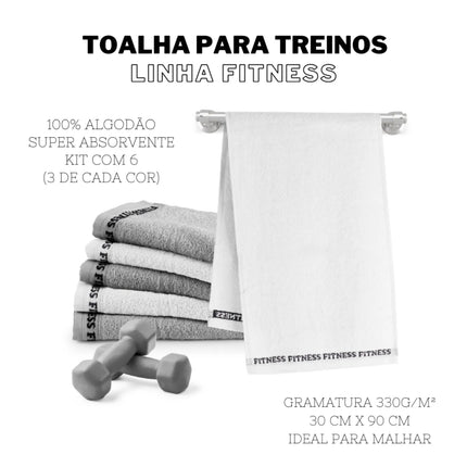 Kit 6 Toalhas de Treino Fitness para Academia