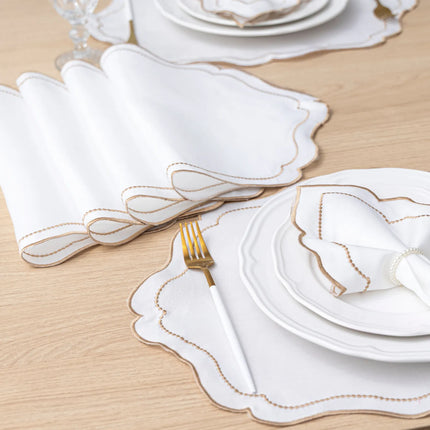 Kit Mesa Posta Realeza 12 Pçs 6 Lugares Bordado