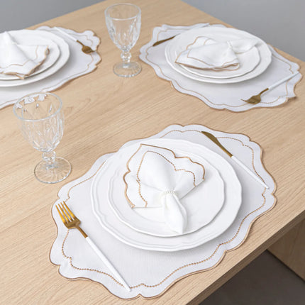 Kit Mesa Posta Realeza 12 Pçs 6 Lugares Bordado