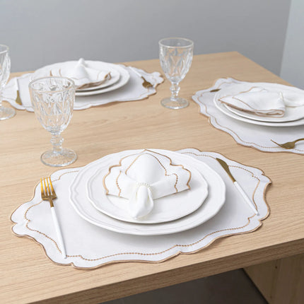 Kit Mesa Posta Realeza 12 Pçs 6 Lugares Bordado