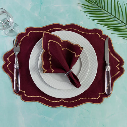 Kit Mesa Posta Realeza 12 Pçs 6 Lugares Bordado