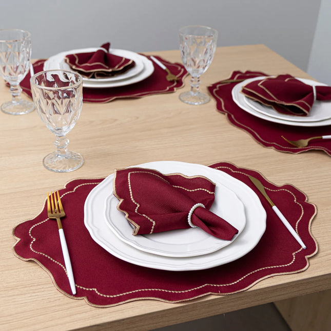 Kit Mesa Posta Realeza 12 Pçs 6 Lugares Bordado