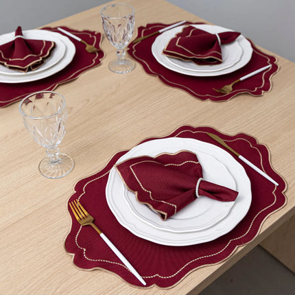Kit Mesa Posta Realeza 12 Pçs 6 Lugares Bordado