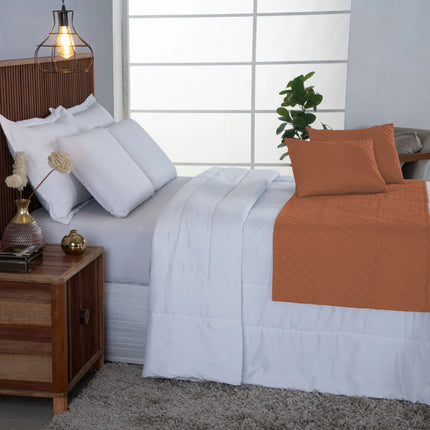 Kit Peseira de Cama Casal Queen Comfort 5 Pçs com Almofada