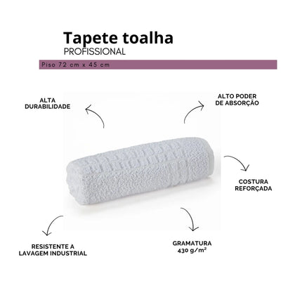 Tapete Toalha de Piso Profissional Branco 72x45cm