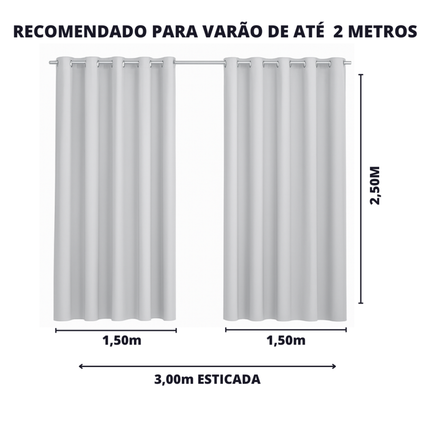 Cortina Blackout Corta Luz 3,00x2,50m Varão Simples